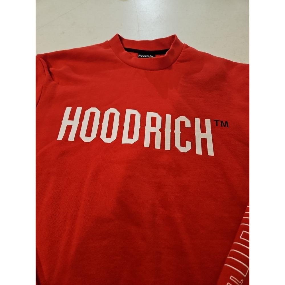 Hoodrich Mens Red Sweatshirt Size Small 100% Cotton Crewneck Pullover (A1297) - Picture 2 of 8